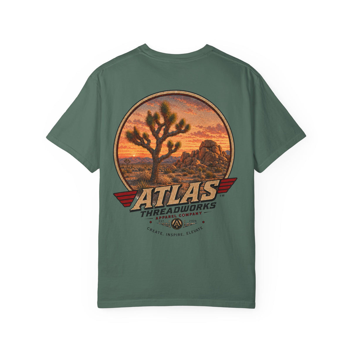 Atlas Threadworks Desert Vintage T-Shirt — Joshua Tree Sunset Graphic
