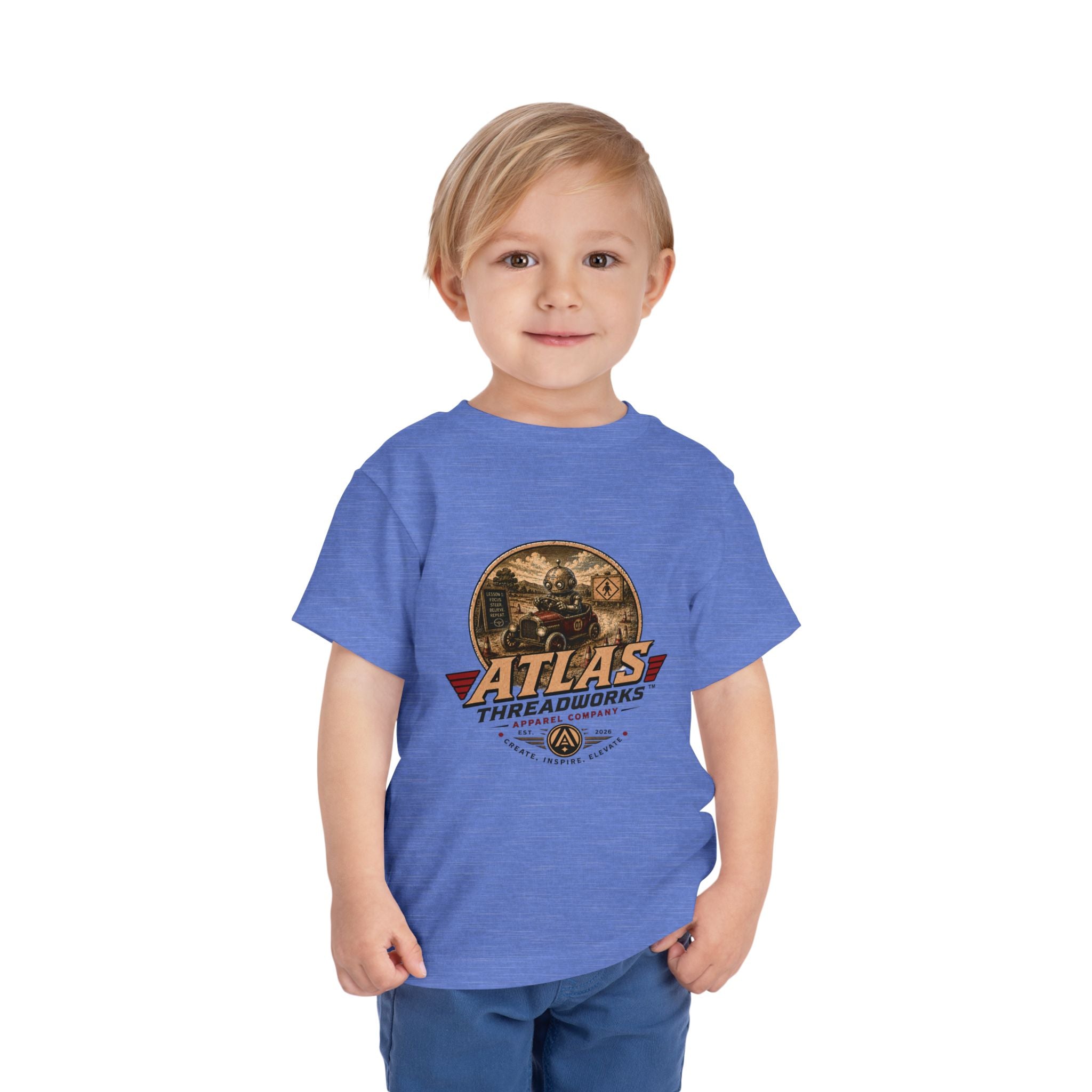 Toddler Tee — Atlas Threadworks Vintage Learning to Drive Logo Kids Shirt