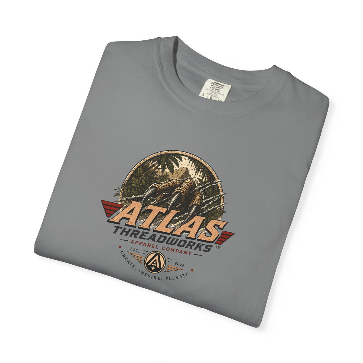 Atlas Threadworks Vintage Dinosaur T-Shirt — 'Atlas Threadworks' Logo Tee