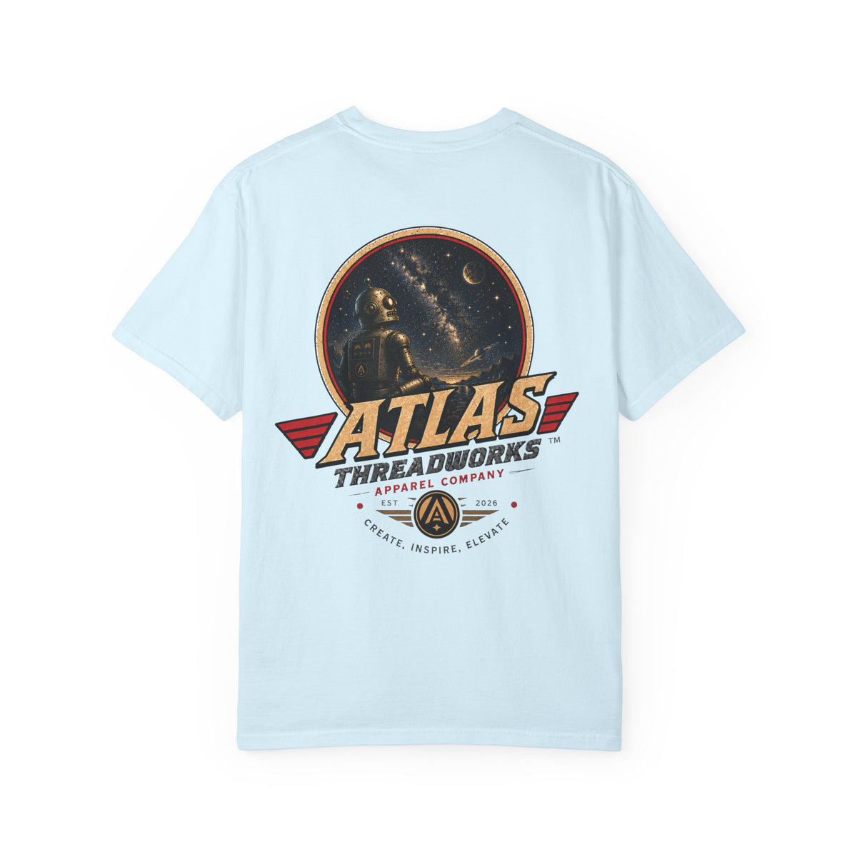 Atlas Threadworks T-Shirt — Vintage Robot and Sky Space Logo Tee