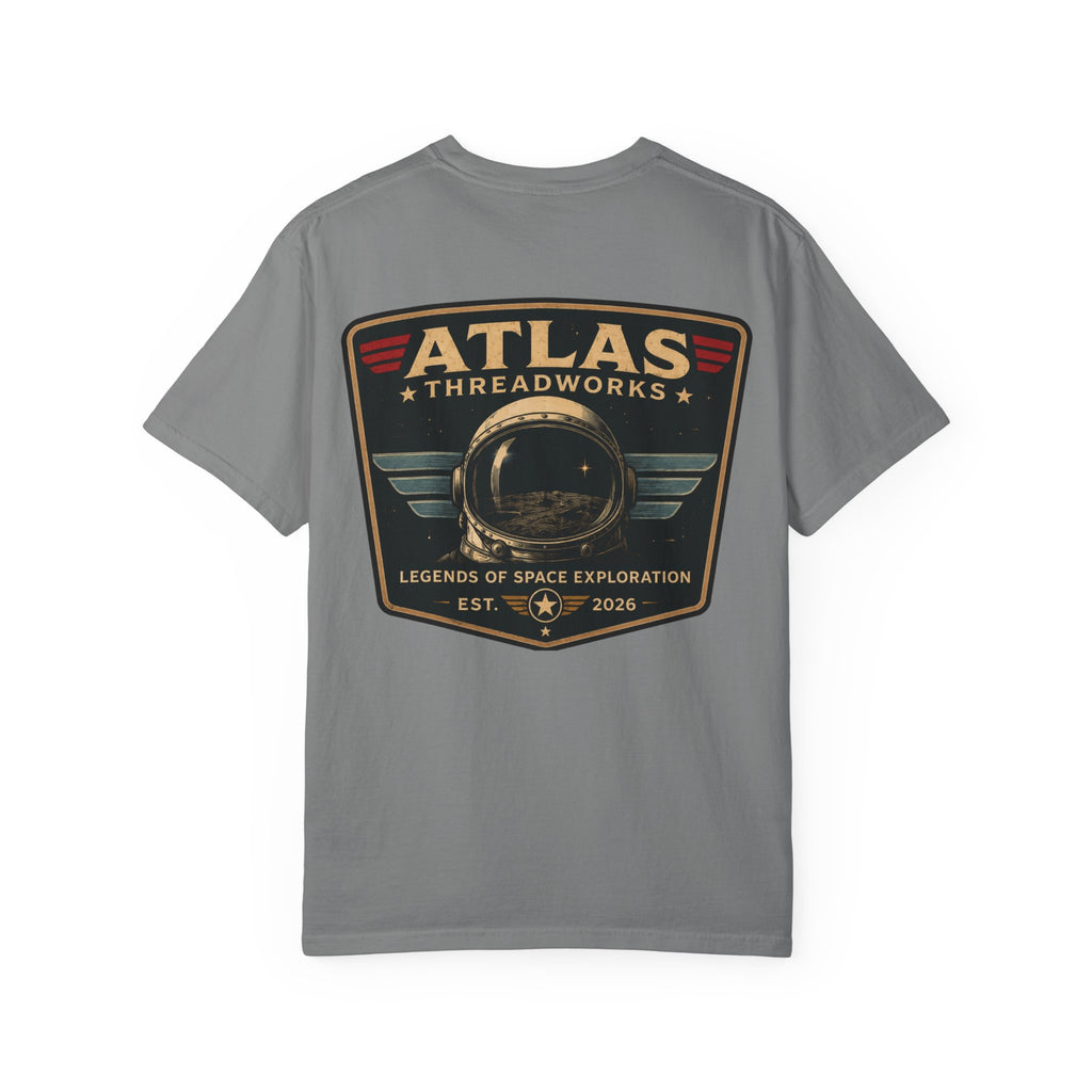 Atlas Threadworks Space Exploration T-Shirt — Retro Space Helmet Logo