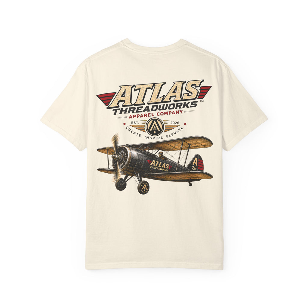 Vintage Biplane T-Shirt — Atlas Threadworks Retro Aviation Graphic Tee