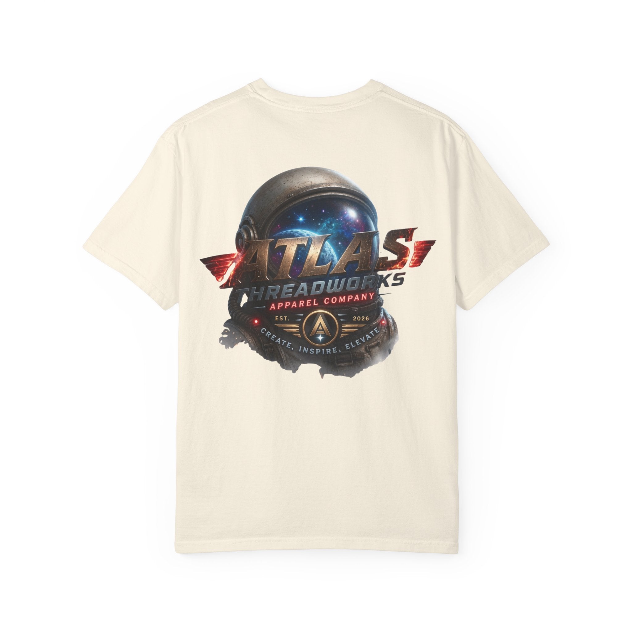 Graphic T‑Shirt — "Atlas Threadworks" Space Helmet Logo Tee