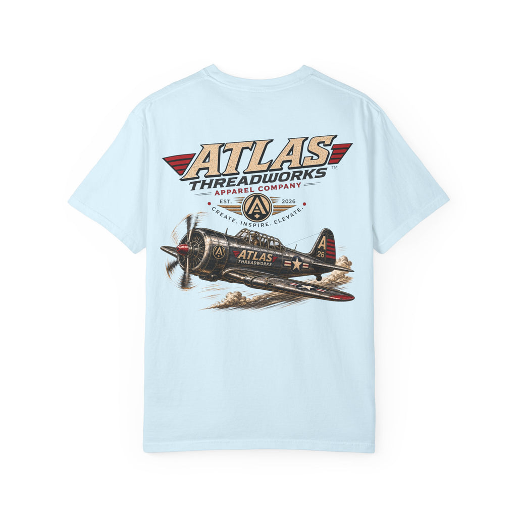 Aviation Graphic T-Shirt — "Atlas Threadworks" Vintage Warplane Design