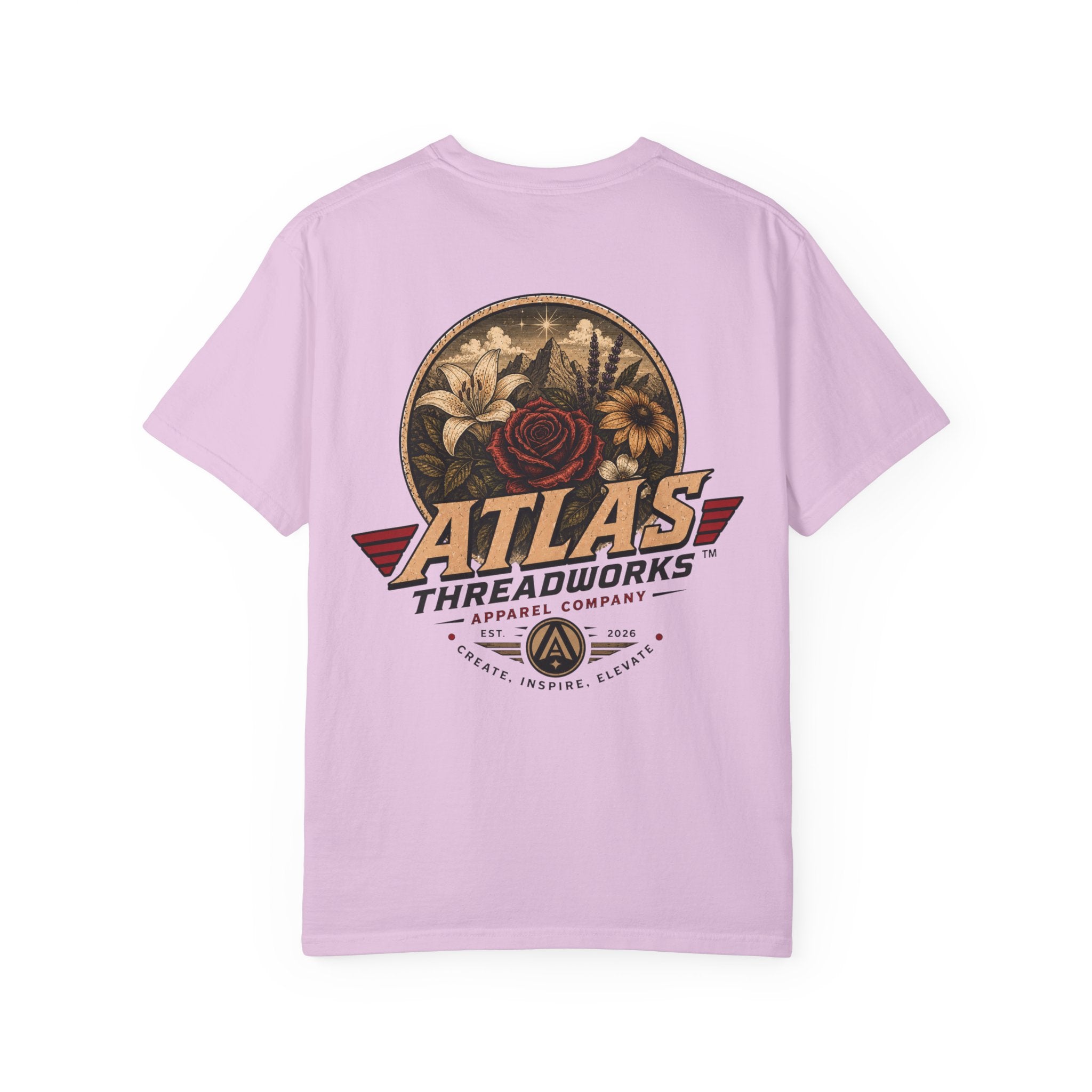 Atlas Threadworks Floral Logo T-Shirt — Vintage Rose Graphic Tee