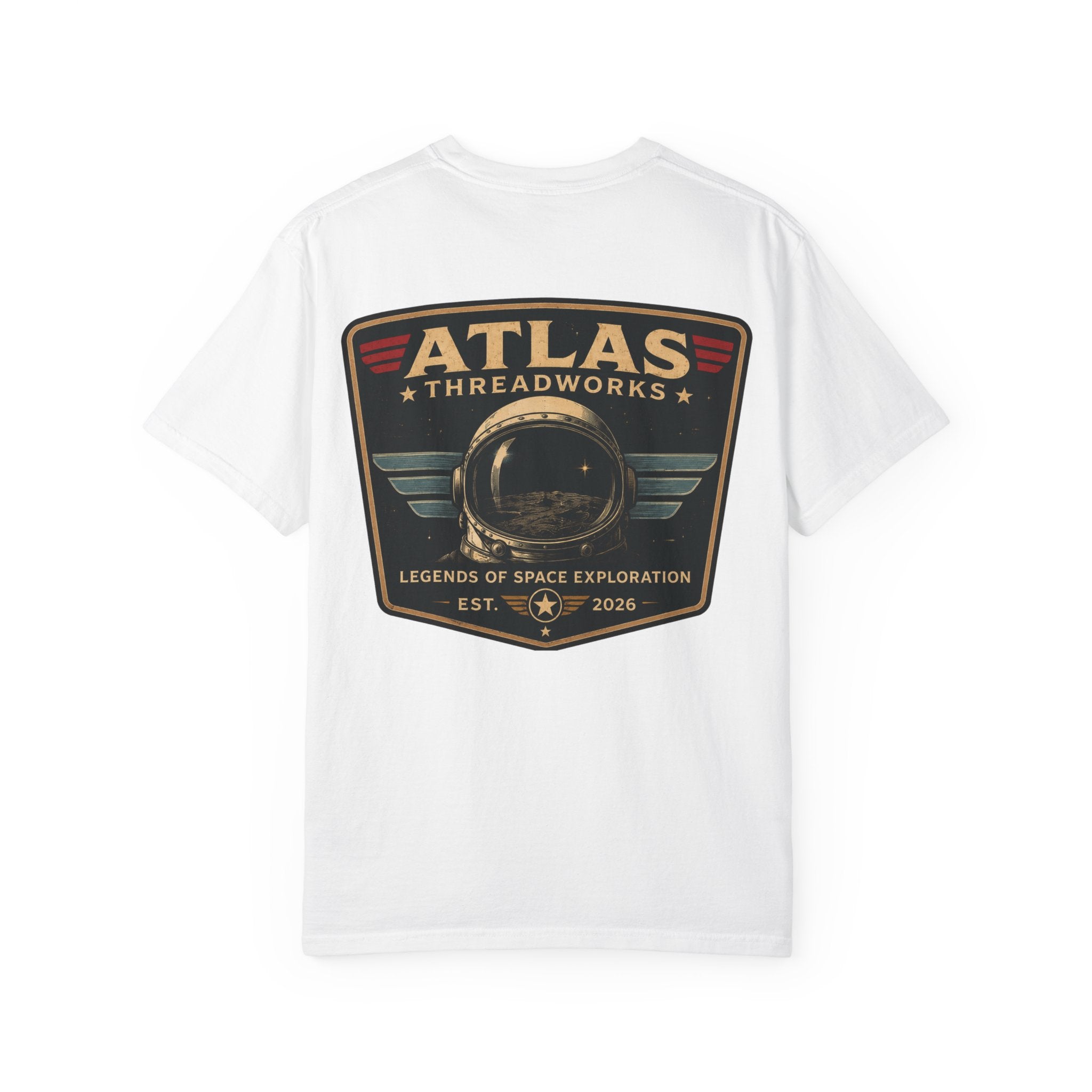 Atlas Threadworks Space Exploration T-Shirt — Retro Space Helmet Logo
