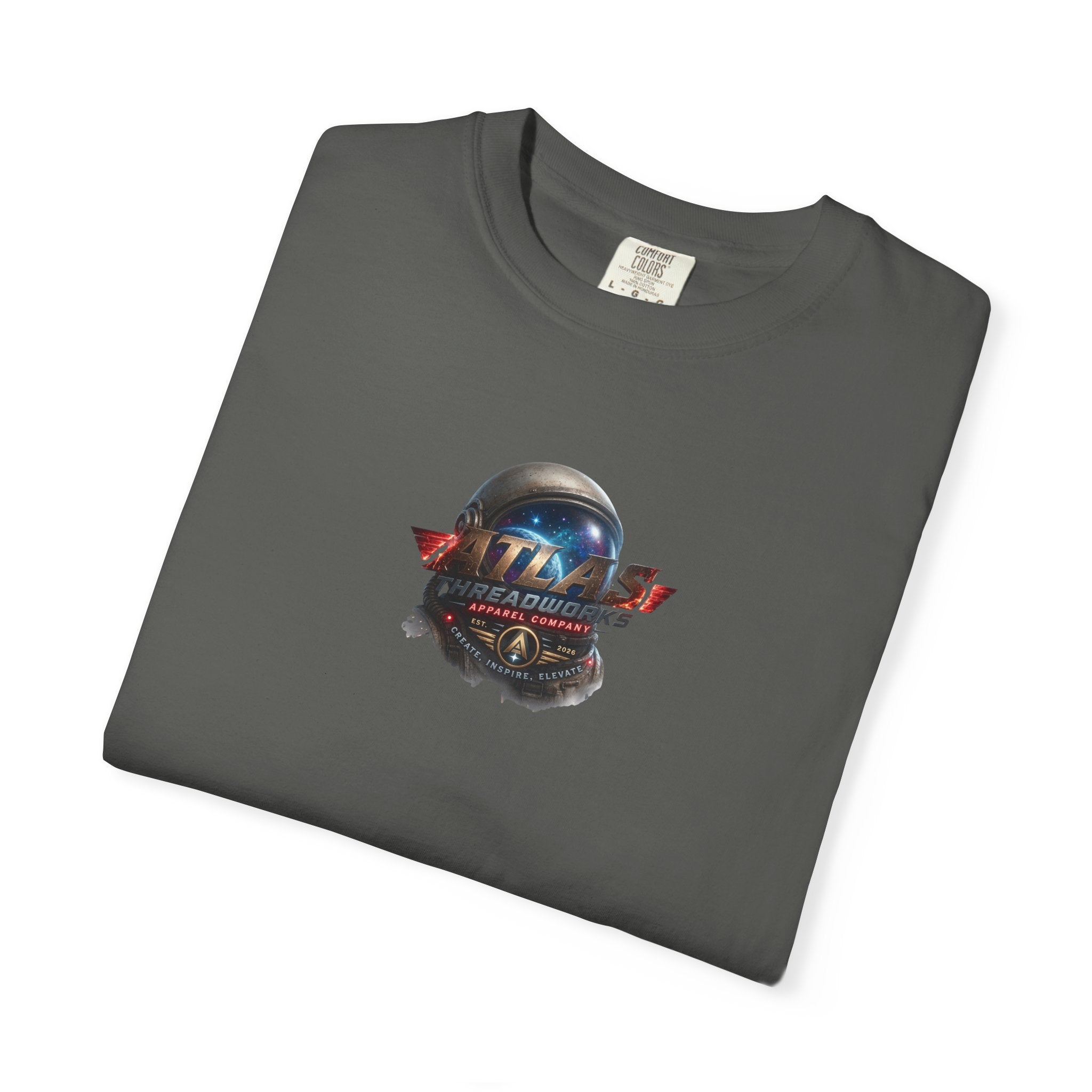 Graphic T‑Shirt — "Atlas Threadworks" Space Helmet Logo Tee