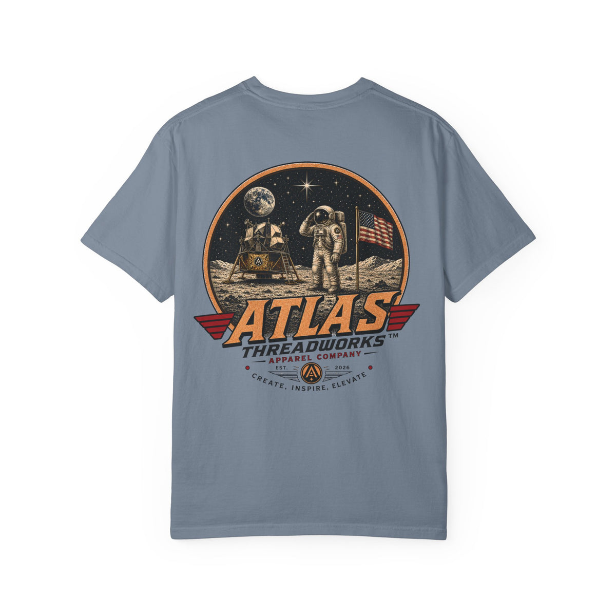 Atlas Threadworks Moon Landing Tee — Retro Astronaut Graphic T-Shirt