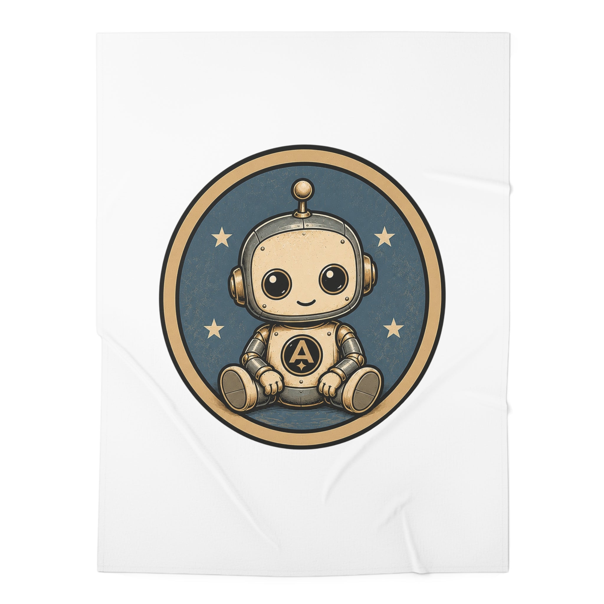 Baby Swaddle Blanket — Retro Robot "Atlas Threadworks" Logo Swaddle for Newborns