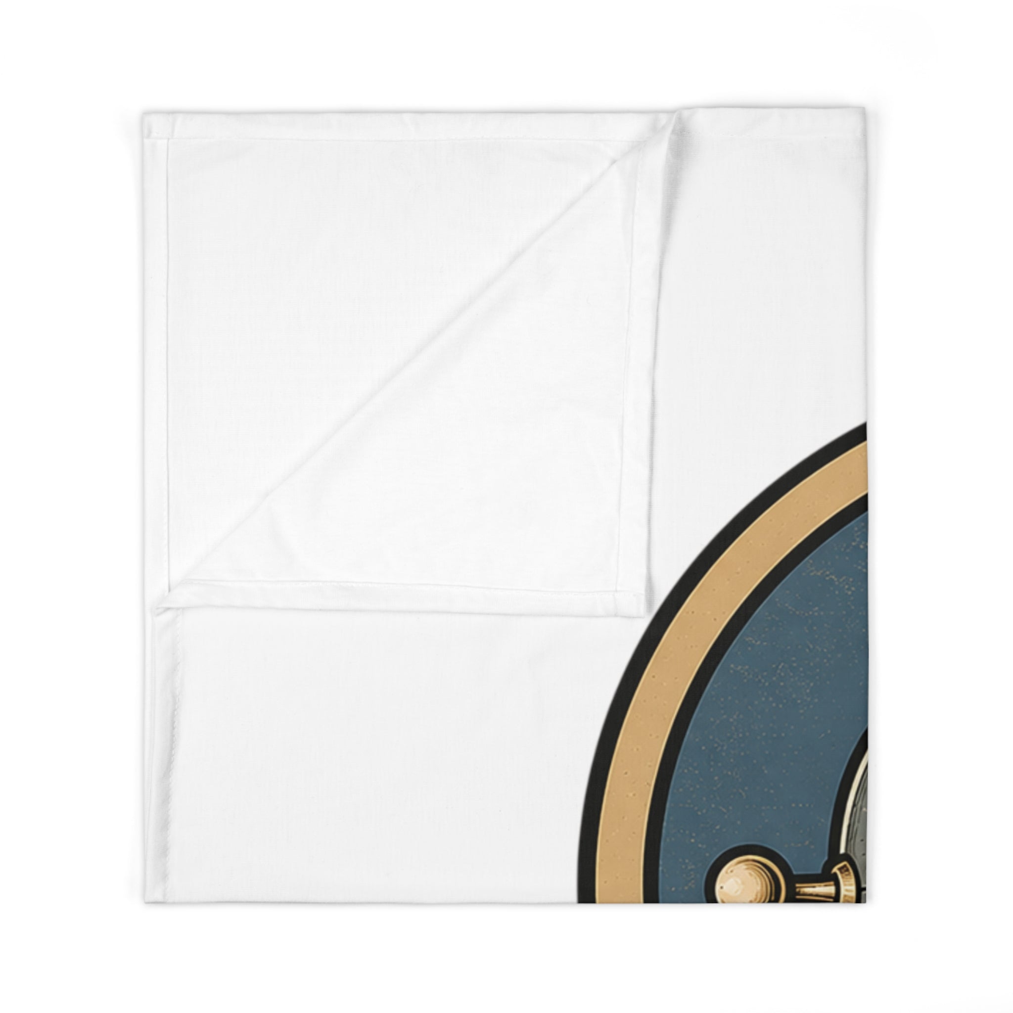 Baby Swaddle Blanket — Retro Robot "Atlas Threadworks" Logo Swaddle for Newborns