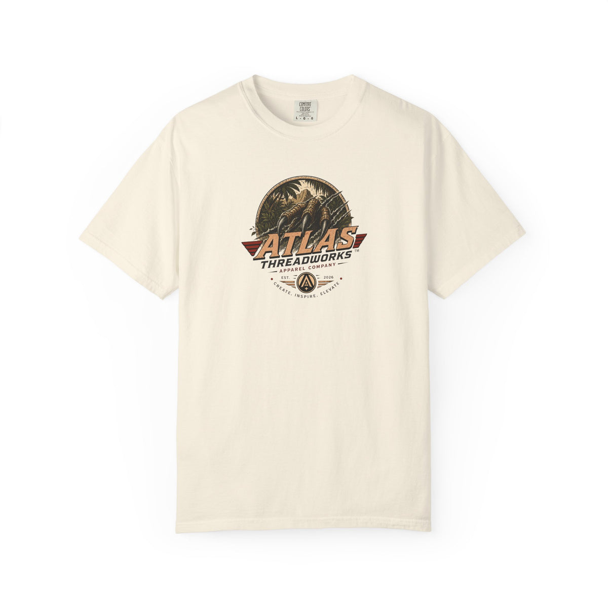 Atlas Threadworks Vintage Dinosaur T-Shirt — 'Atlas Threadworks' Logo Tee