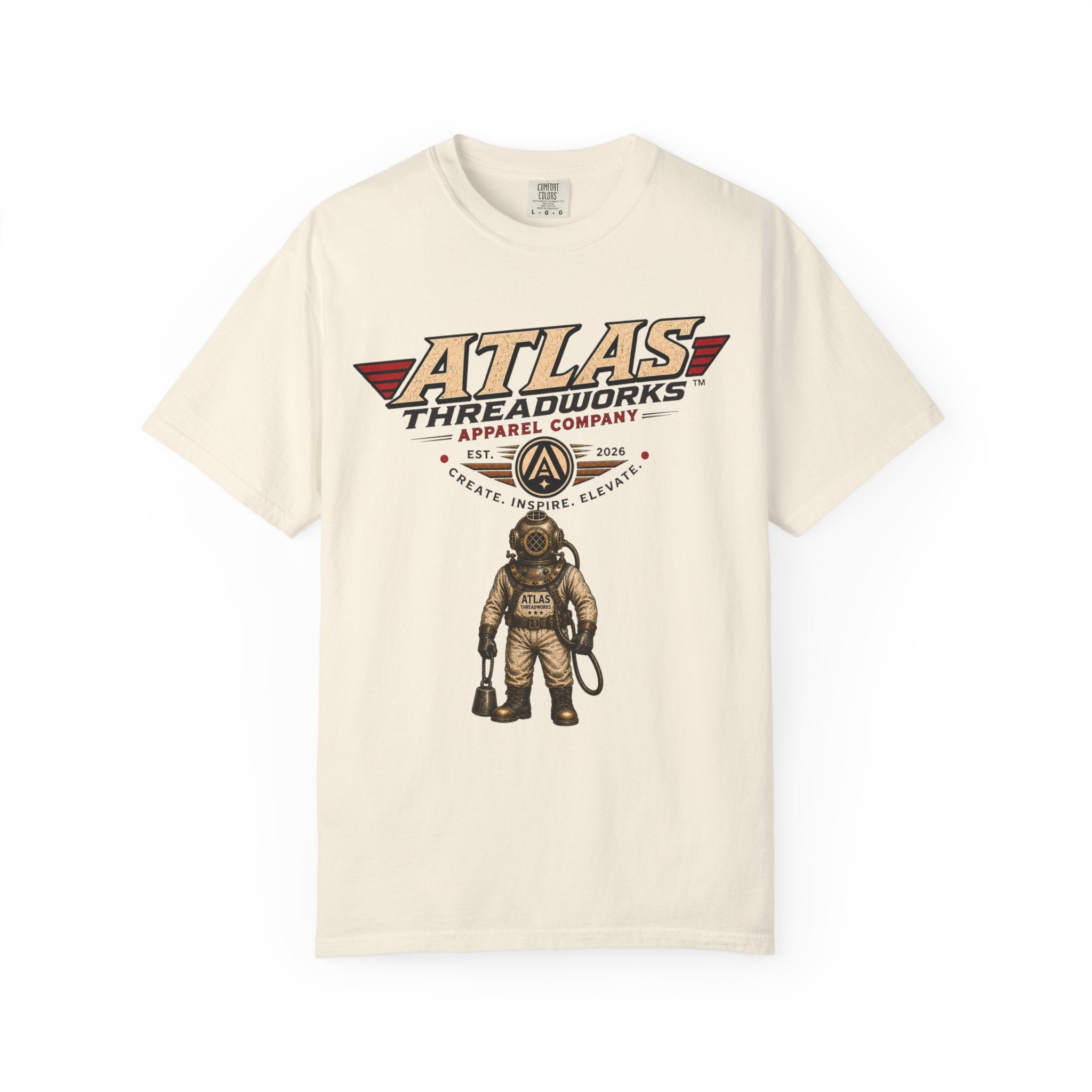 Atlas Threadworks Vintage Dive Helmet T‑Shirt — Nautical Anchor Graphic Tee