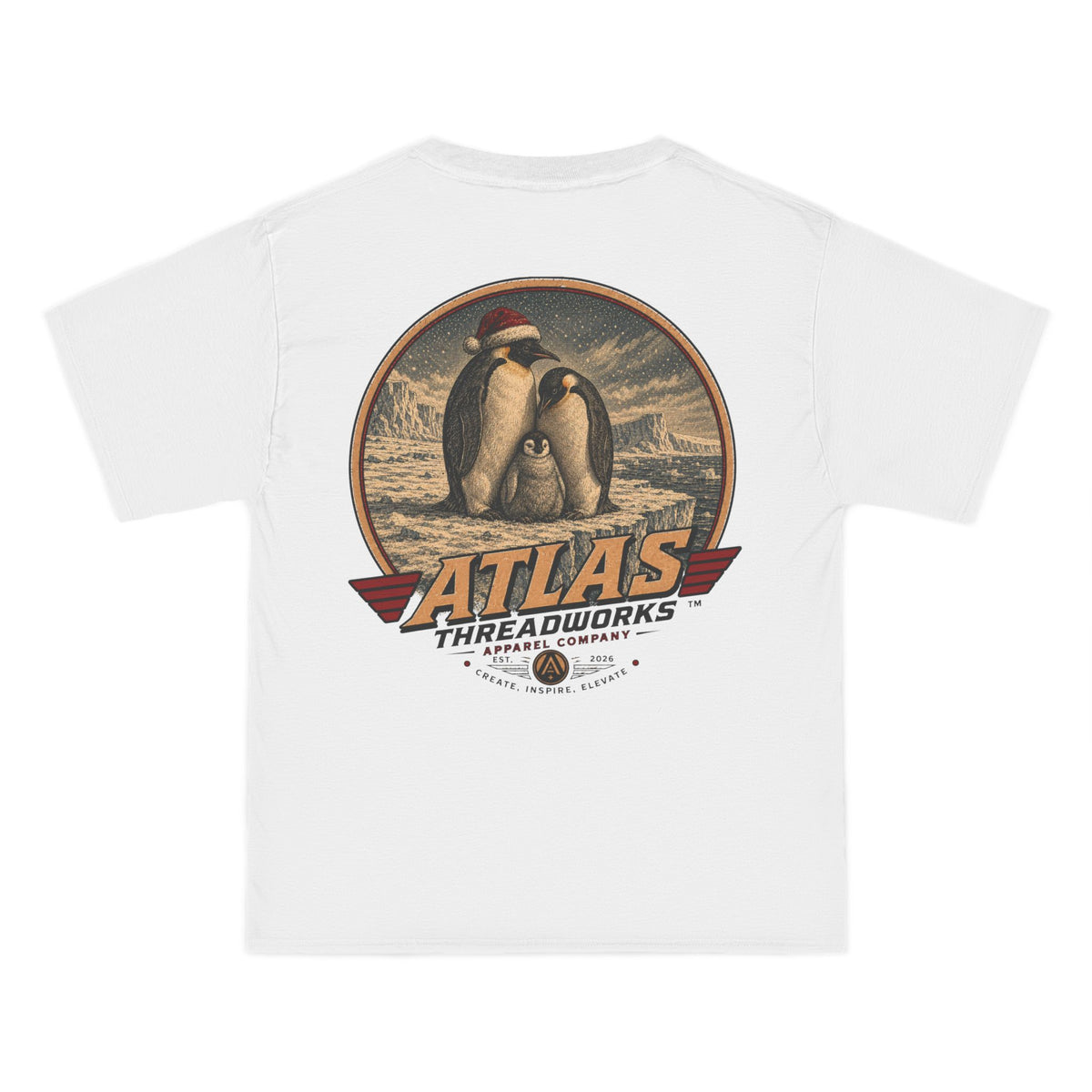 Atlas Threadworks Vintage Christmas Penguin Graphic T-Shirt