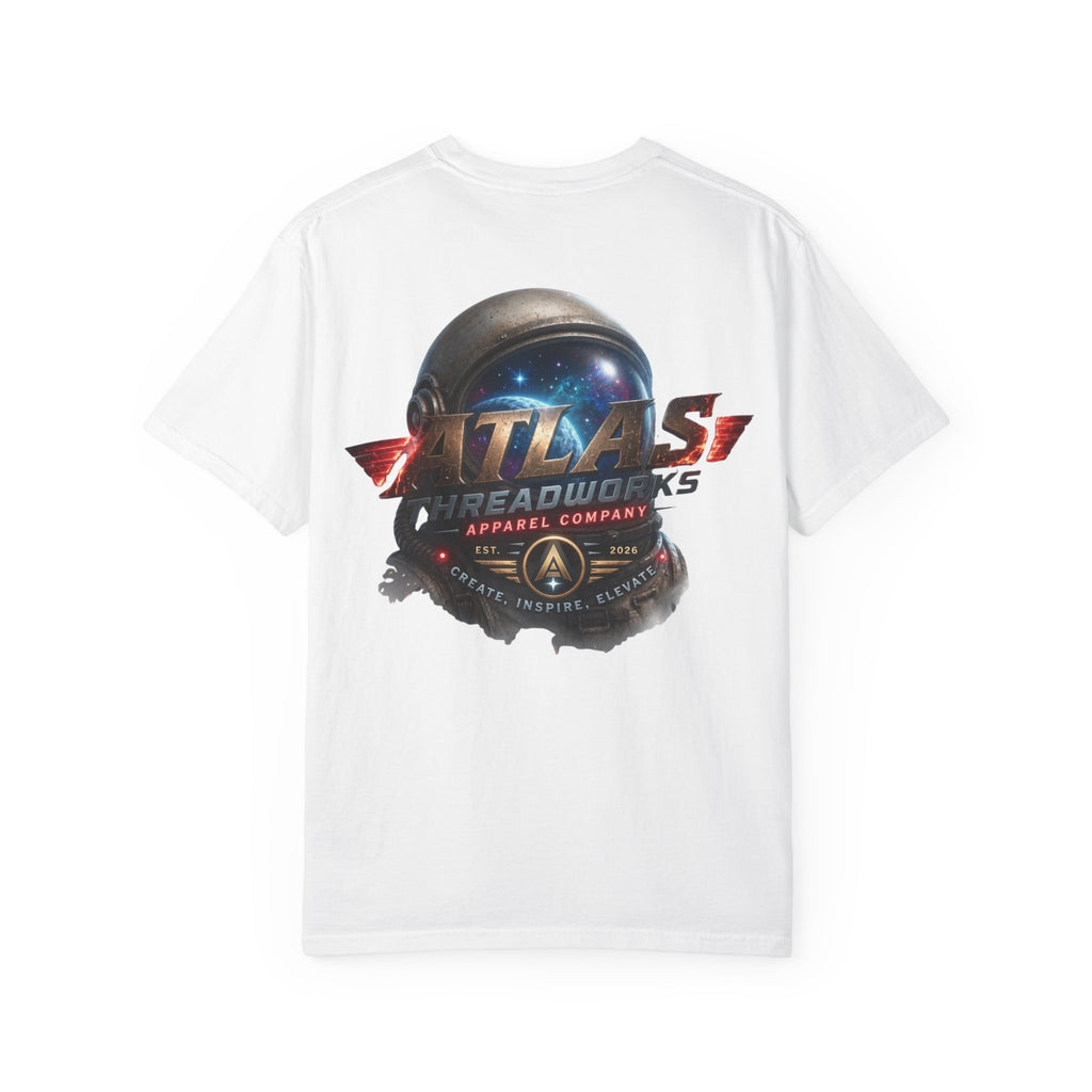 Graphic T‑Shirt — "Atlas Threadworks" Space Helmet Logo Tee