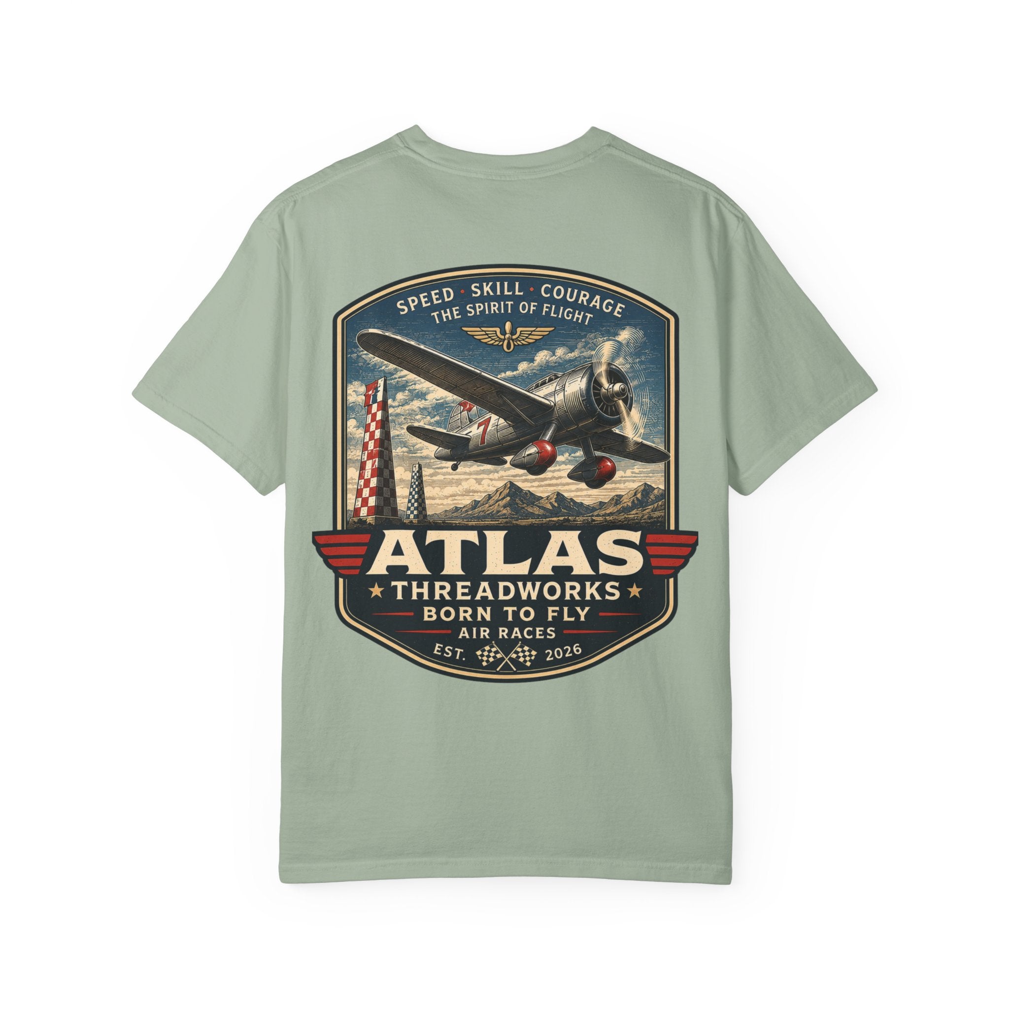 Atlas Threadworks Vintage Airplane T-Shirt — "Born to Fly" Graphic Tee