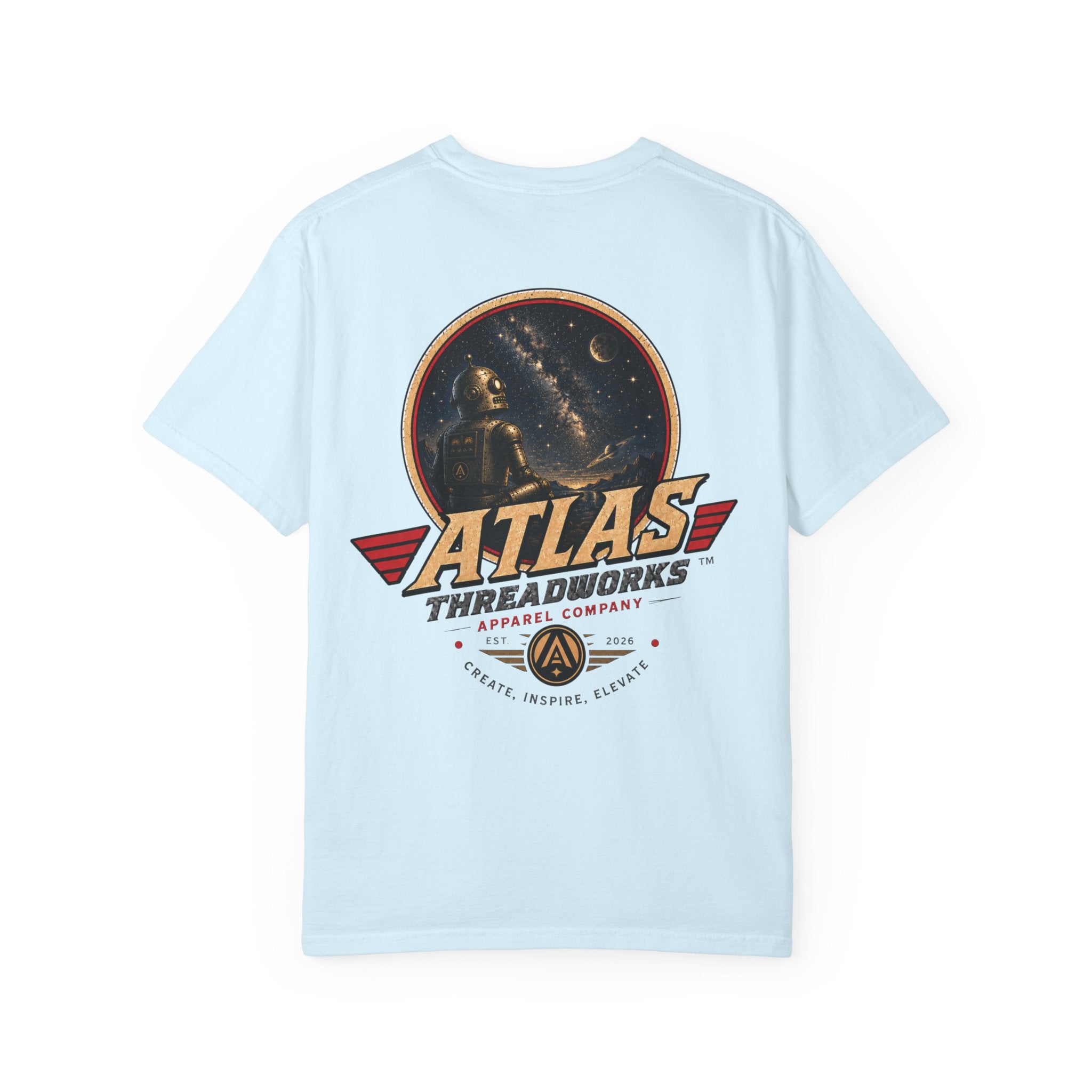 Atlas Threadworks T-Shirt — Vintage Robot and Sky Space Logo Tee