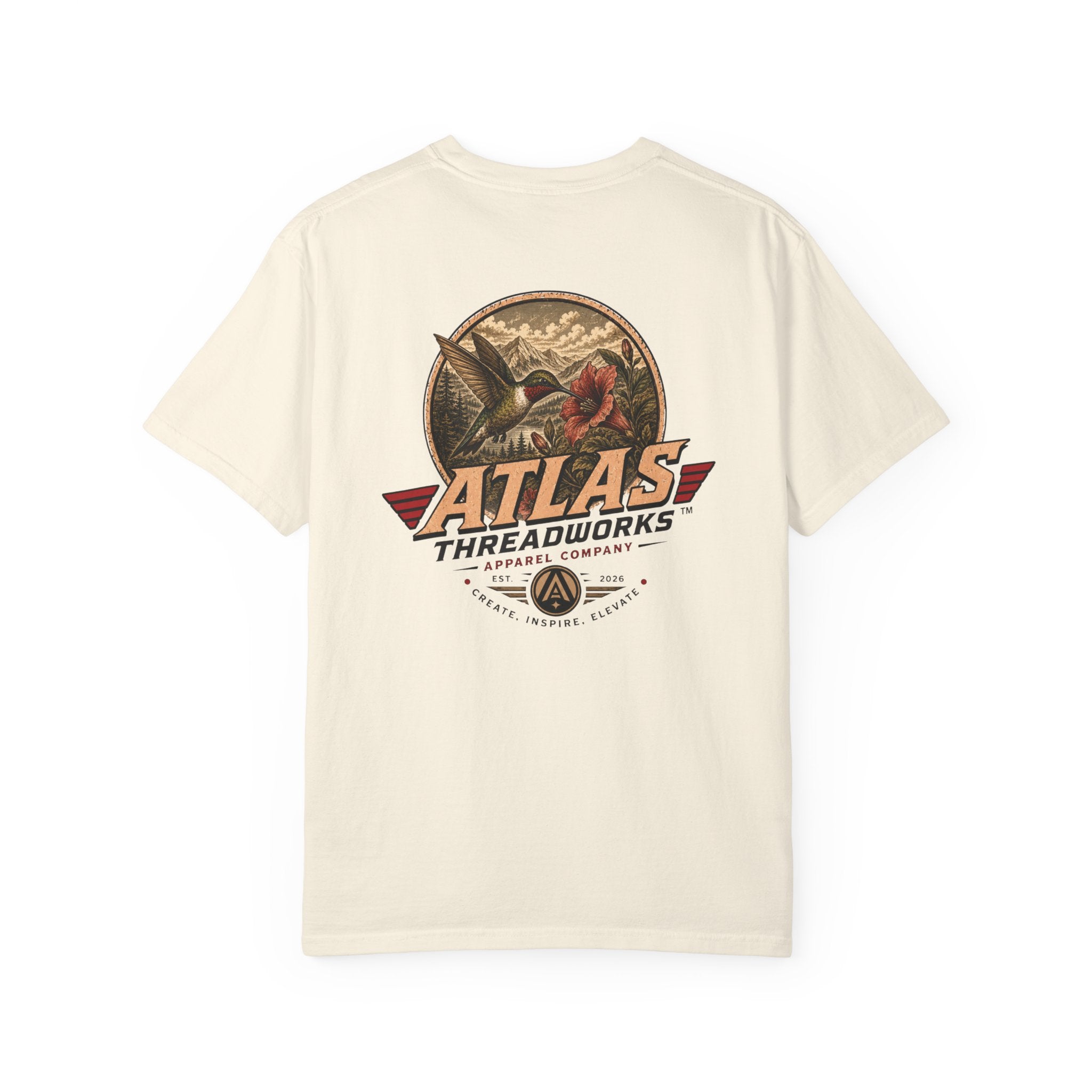 Atlas Threadworks Vintage Graphic T-Shirt — Retro Hummingbird Logo Tee