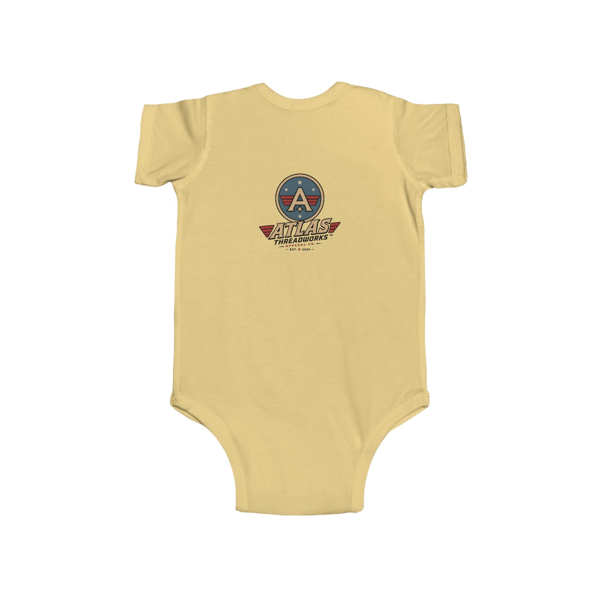 Aviator Baby Bodysuit — 'Atlas Air Adventures' Vintage Pilot Logo Infant Onesie