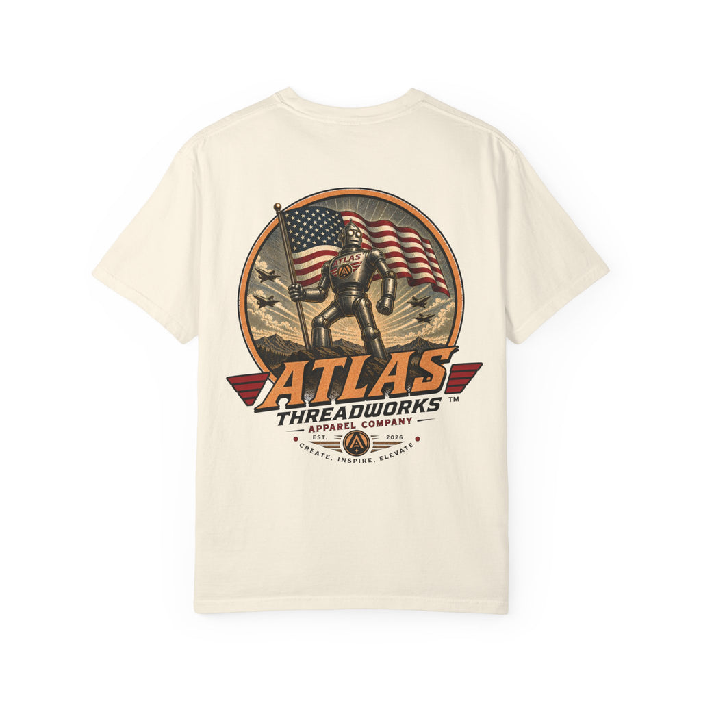 Atlas Threadworks Graphic T-Shirt — Vintage American Flag Atlas Design