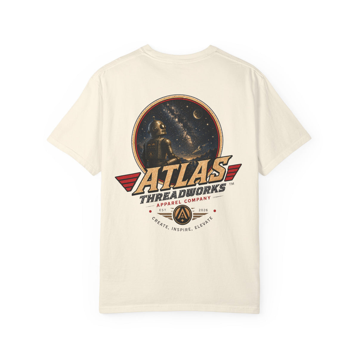 Atlas Threadworks T-Shirt — Vintage Robot and Sky Space Logo Tee