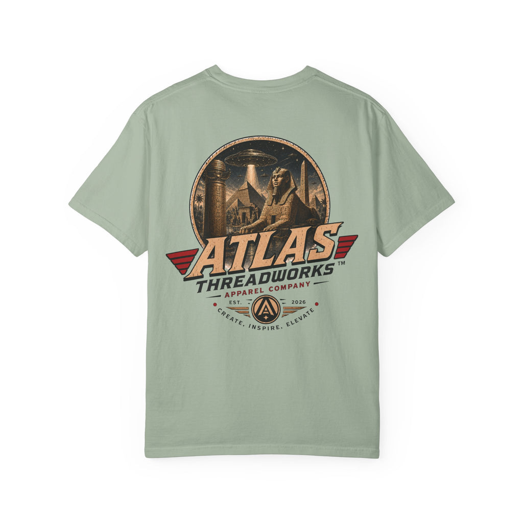 Atlas Threadworks Vintage Logo T‑Shirt Ancient Egypt UFO