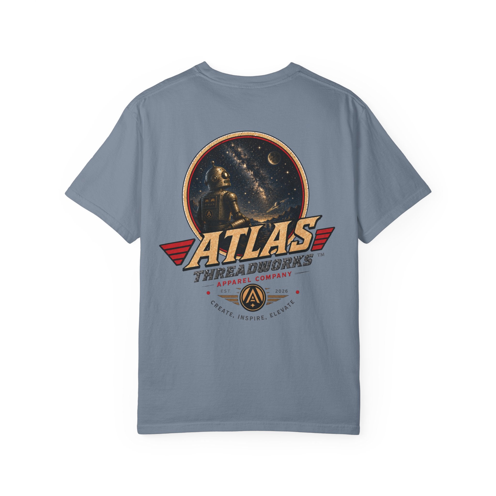 Atlas Threadworks T-Shirt — Vintage Robot and Sky Space Logo Tee
