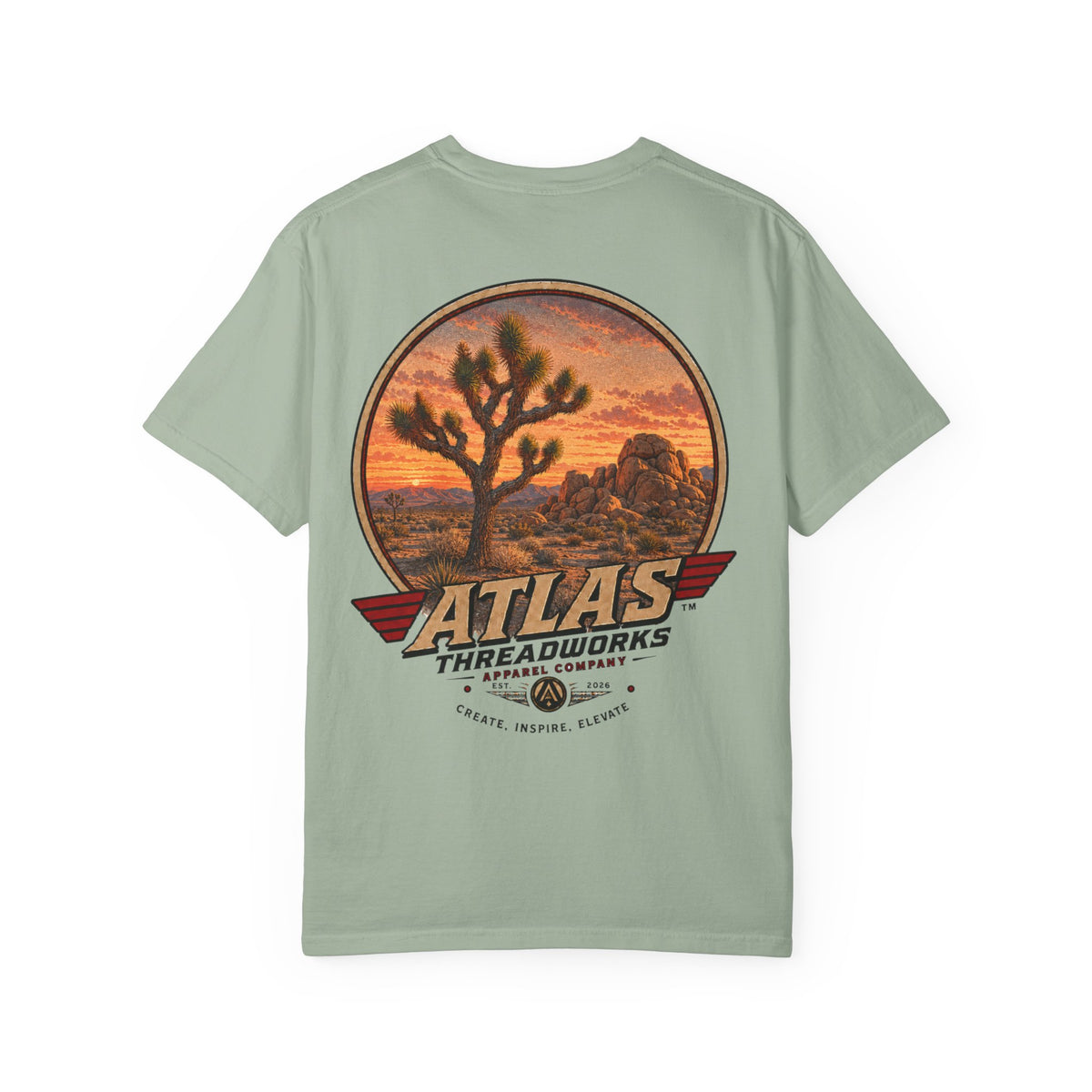 Atlas Threadworks Desert Vintage T-Shirt — Joshua Tree Sunset Graphic