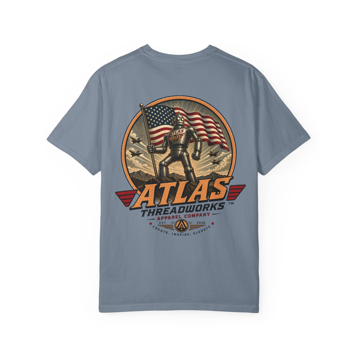 Atlas Threadworks Graphic T-Shirt — Vintage American Flag Atlas Design