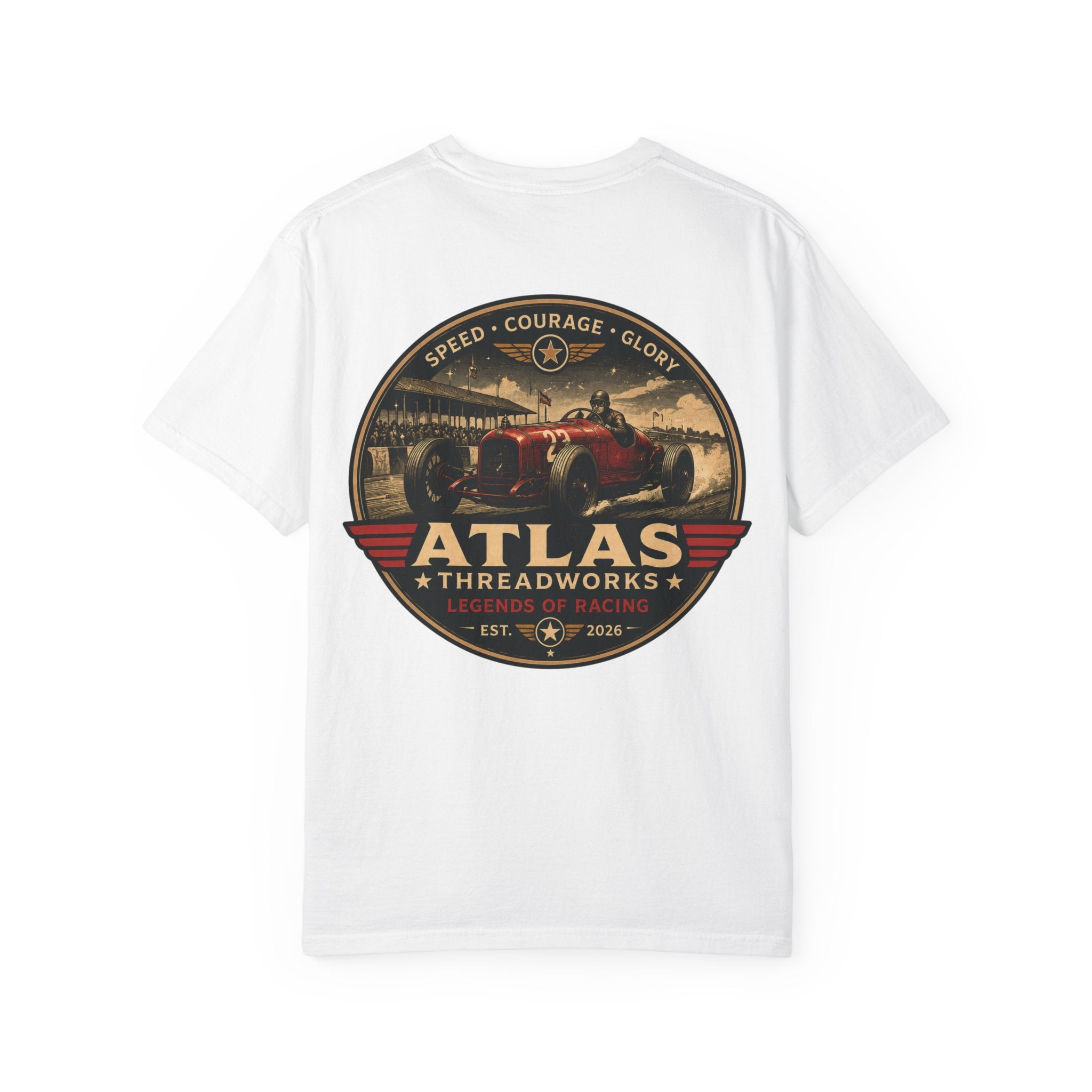 Atlas Threadworks Vintage Racing T-Shirt — 'Speed Courage Glory' Graphic Tee