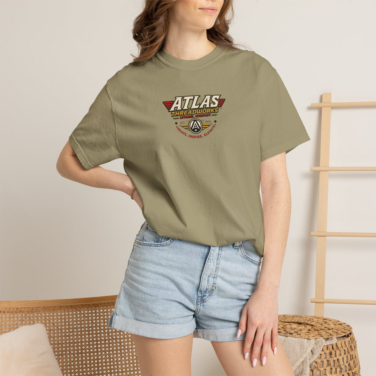 Atlas Threadworks Vintage Logo T‑Shirt Ancient Egypt UFO