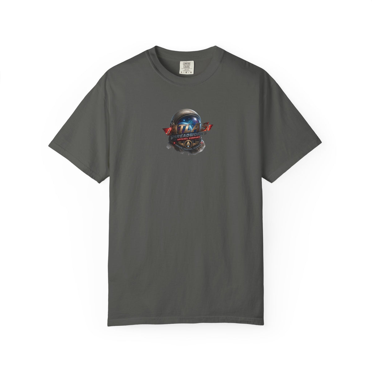 Graphic T‑Shirt — "Atlas Threadworks" Space Helmet Logo Tee