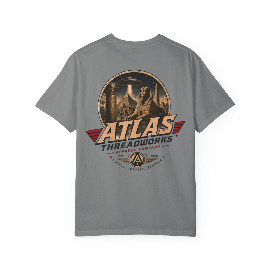 Atlas Threadworks Vintage Logo T‑Shirt Ancient Egypt UFO