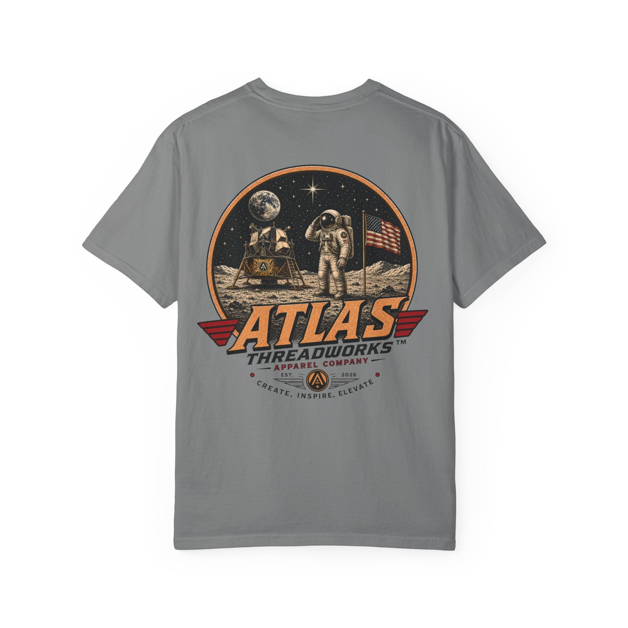 Atlas Threadworks Moon Landing Tee — Retro Astronaut Graphic T-Shirt