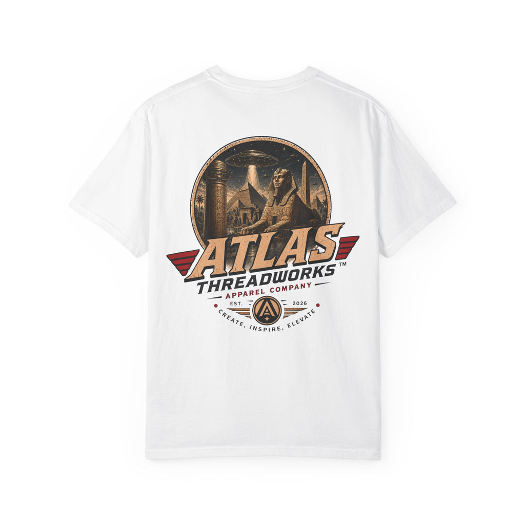 Atlas Threadworks Vintage Logo T‑Shirt Ancient Egypt UFO