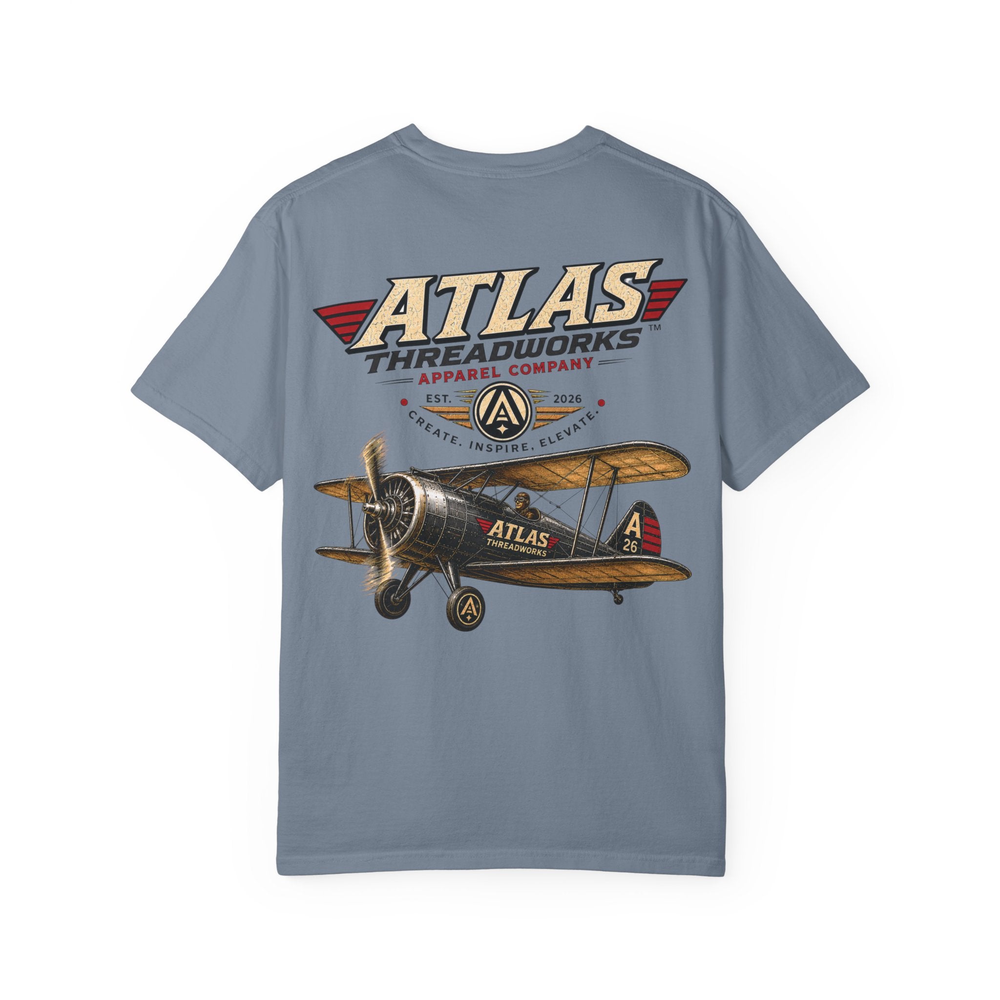 Vintage Biplane T-Shirt — Atlas Threadworks Retro Aviation Graphic Tee