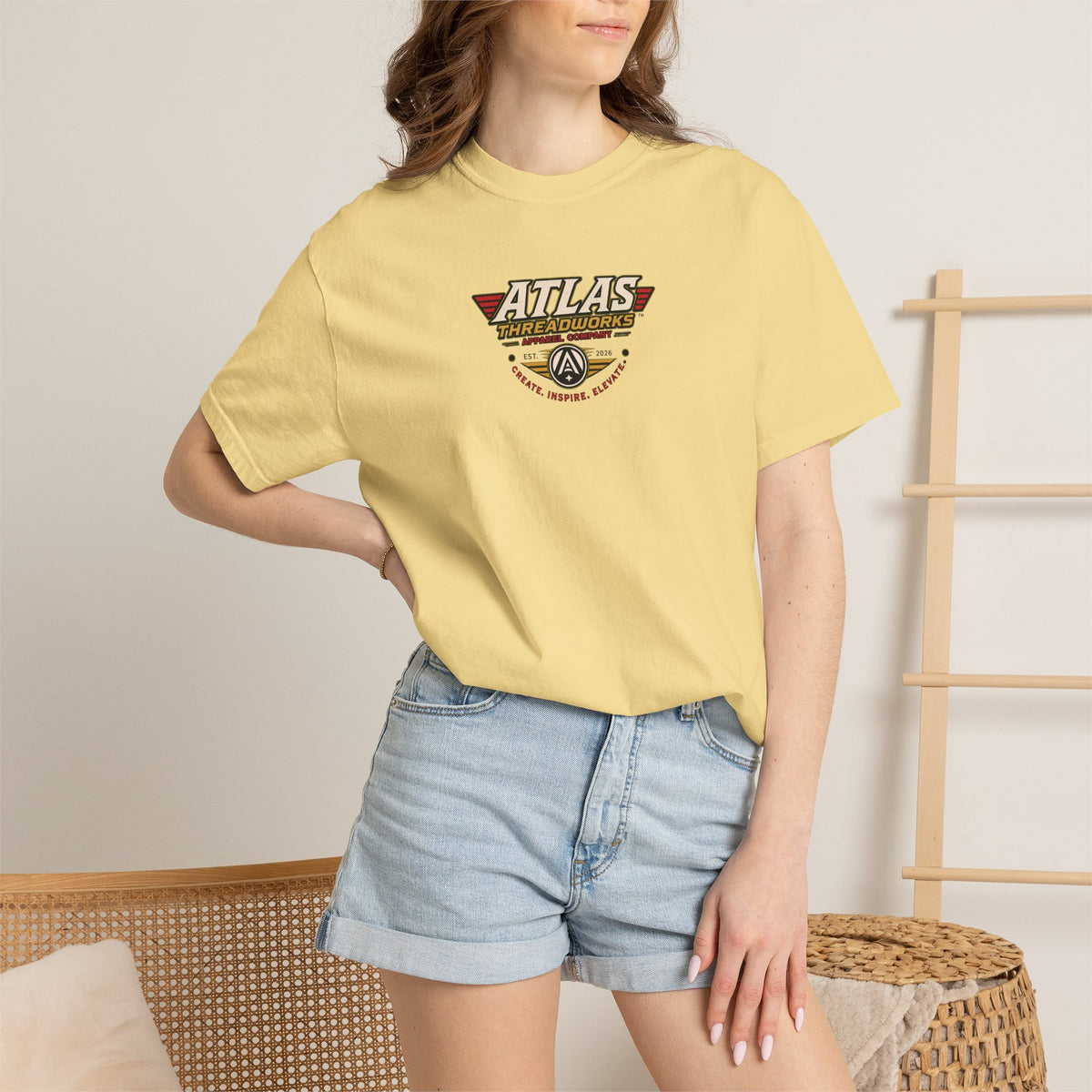 Atlas Threadworks Vintage Logo T‑Shirt Ancient Egypt UFO