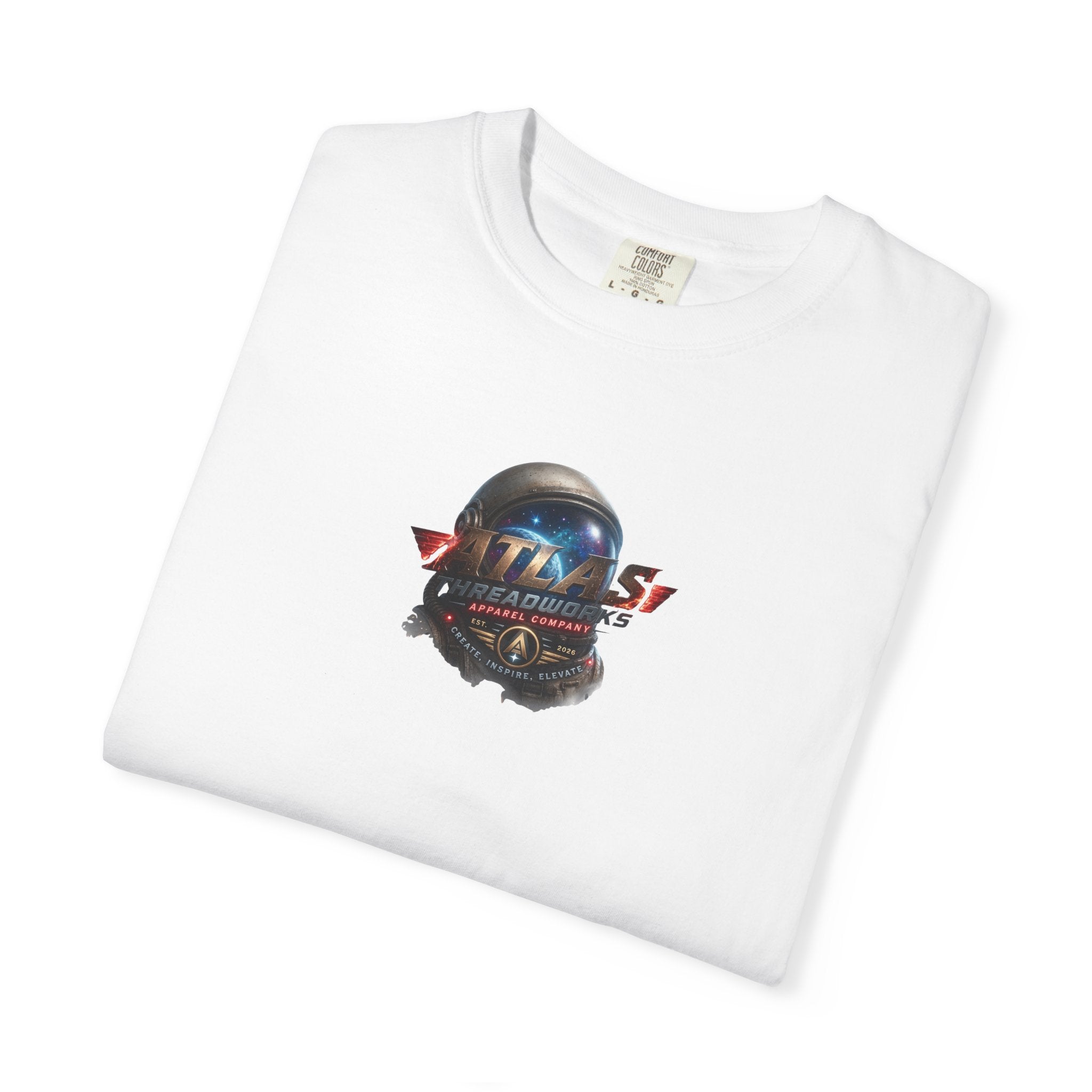 Graphic T‑Shirt — "Atlas Threadworks" Space Helmet Logo Tee