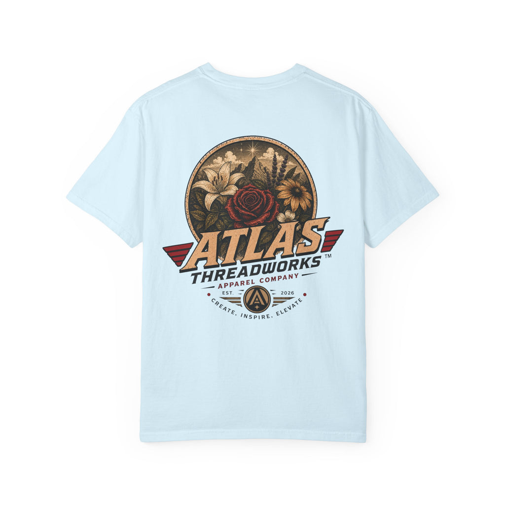 Atlas Threadworks Floral Logo T-Shirt — Vintage Rose Graphic Tee