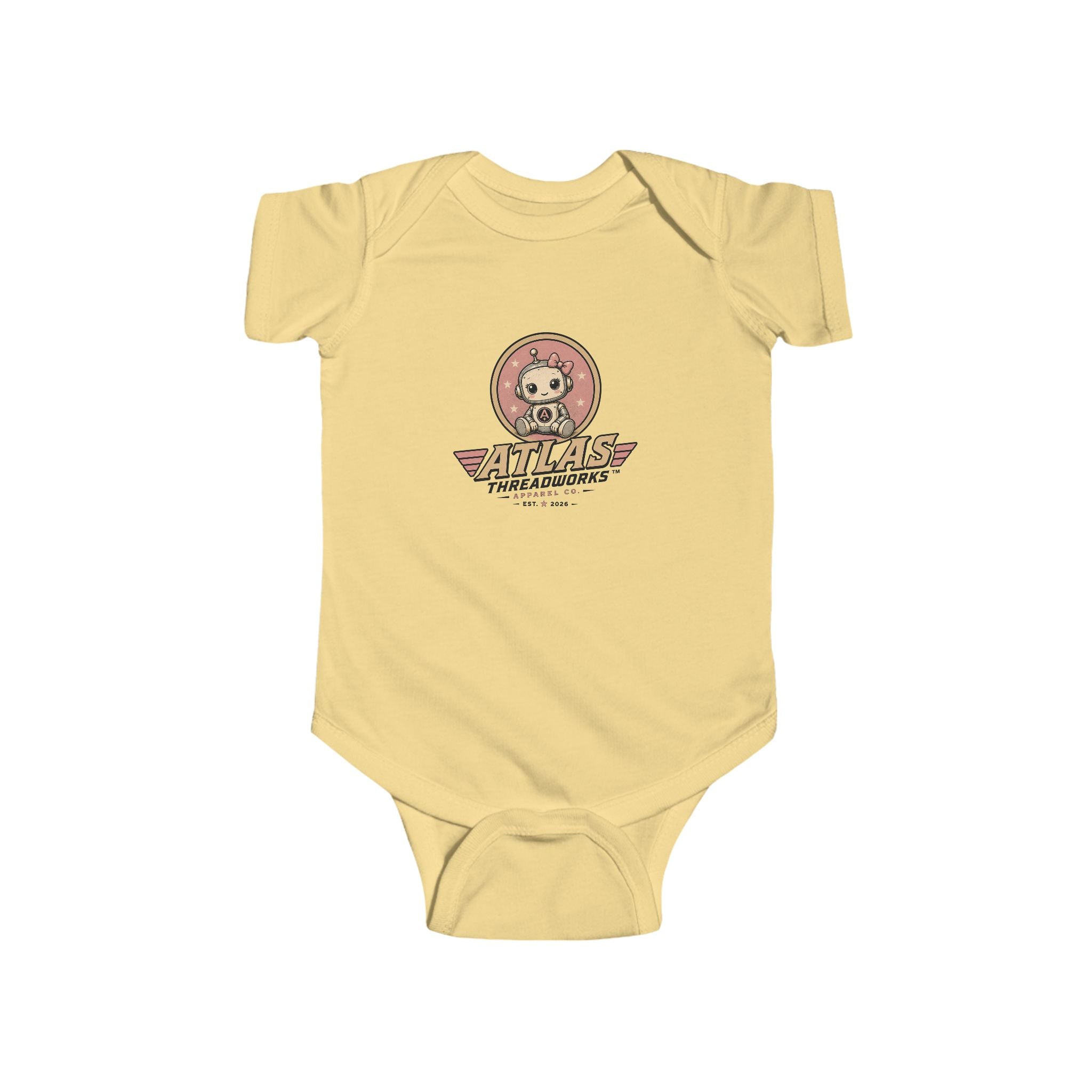 Infant Bodysuit — Vintage Atlas Threadworks Baby Robot Logo