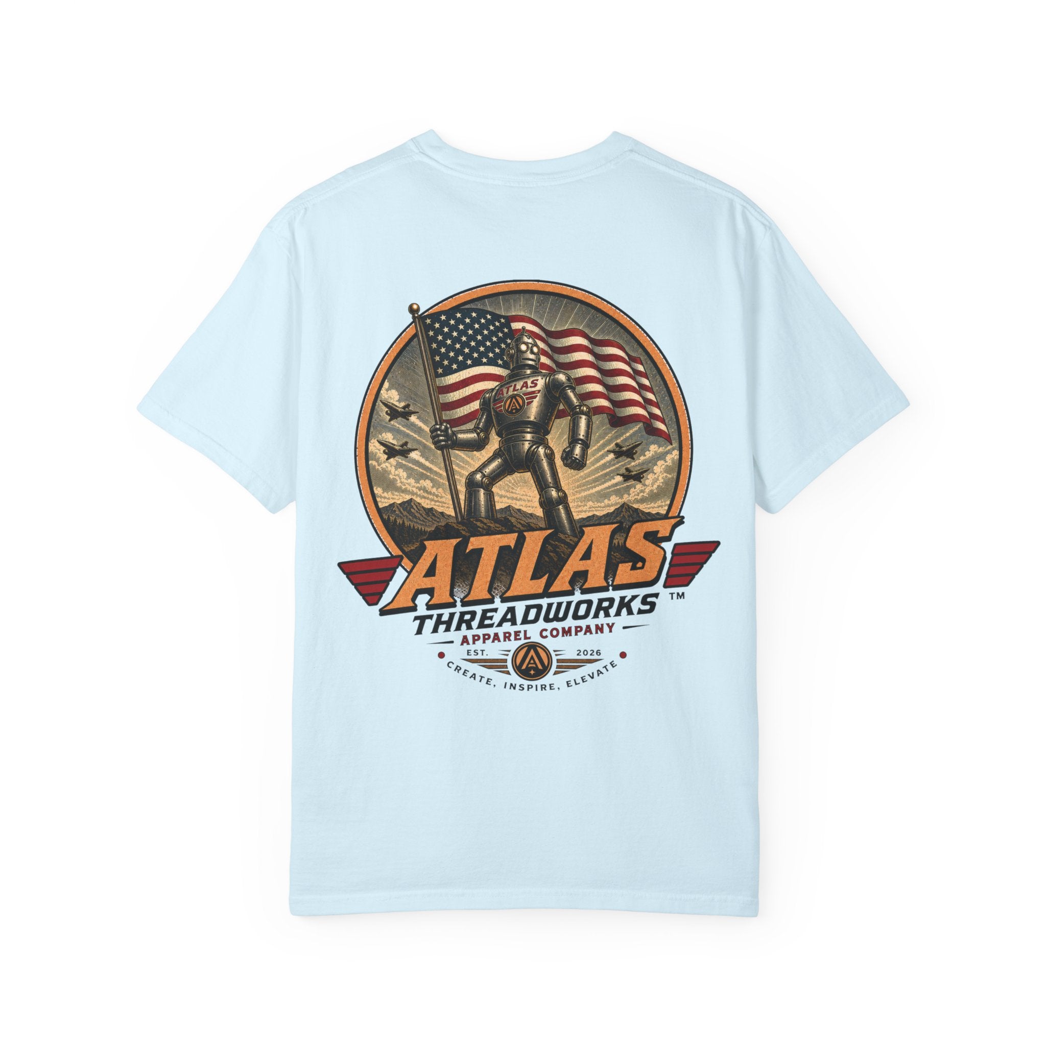 Atlas Threadworks Graphic T-Shirt — Vintage American Flag Atlas Design