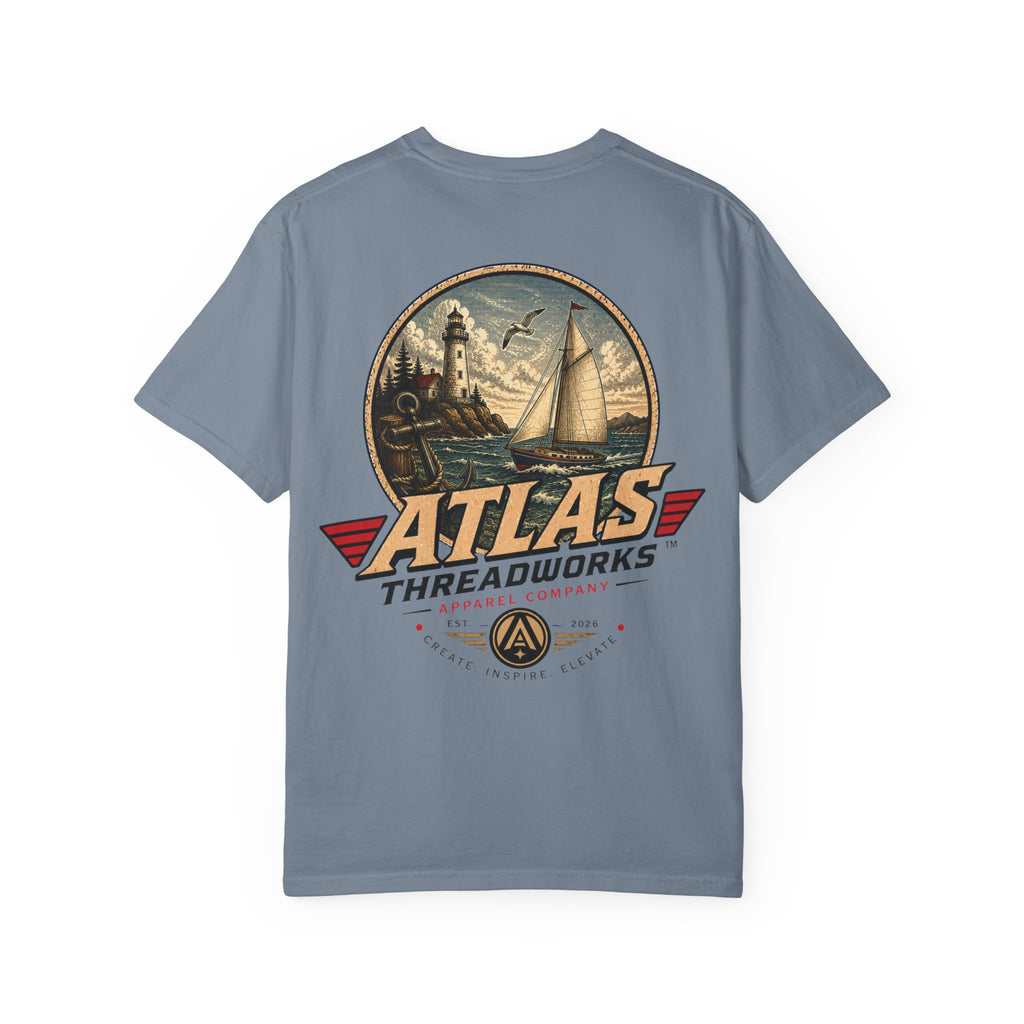 Nautical Anchor T-Shirt — "Atlas Threadworks" Vintage Sailboat Graphic