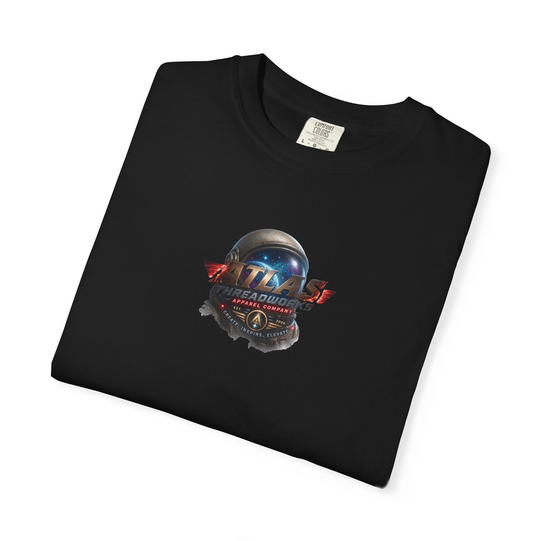 Graphic T‑Shirt — "Atlas Threadworks" Space Helmet Logo Tee
