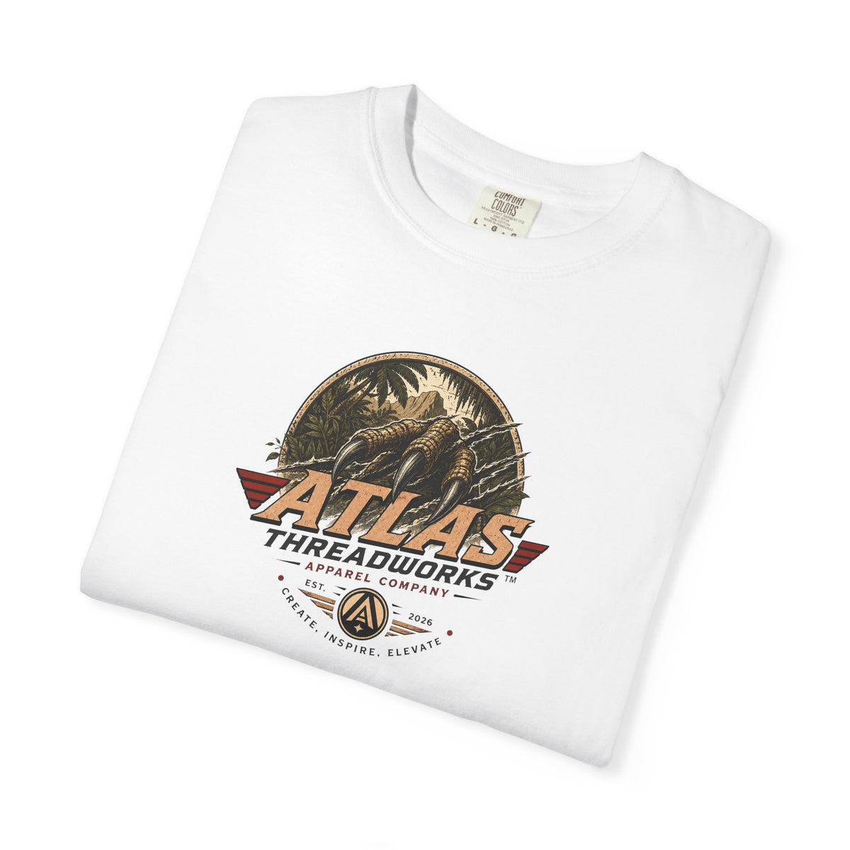 Atlas Threadworks Vintage Dinosaur T-Shirt — 'Atlas Threadworks' Logo Tee