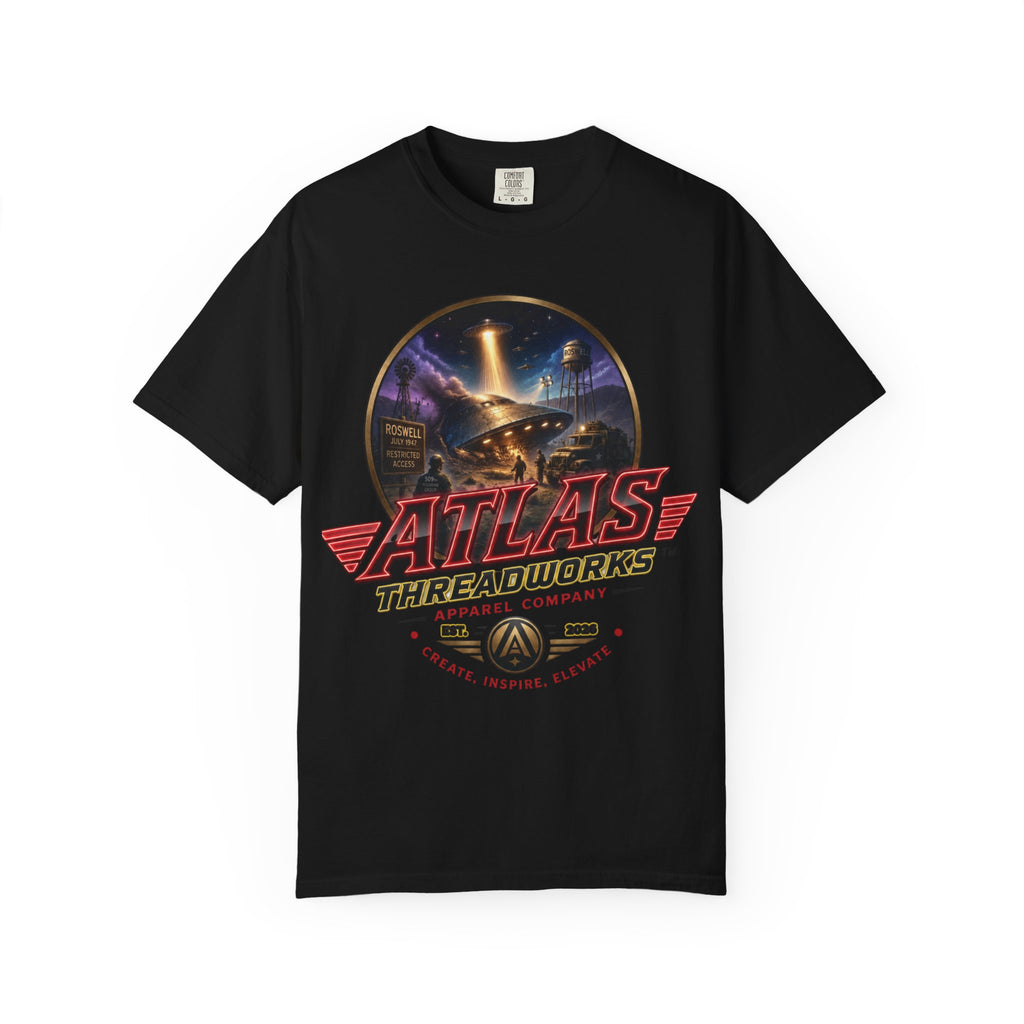 Atlas Threadworks Vintage Neon Roswell UFO Crash Graphic T-Shirt