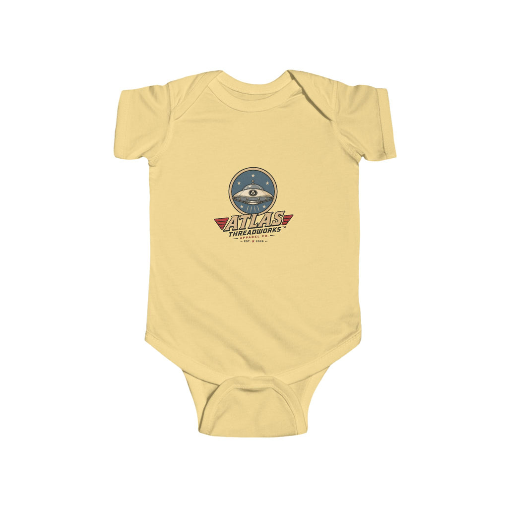 Aviator Baby Bodysuit — 'Atlas Air Adventures' Vintage Pilot Logo Infant Onesie