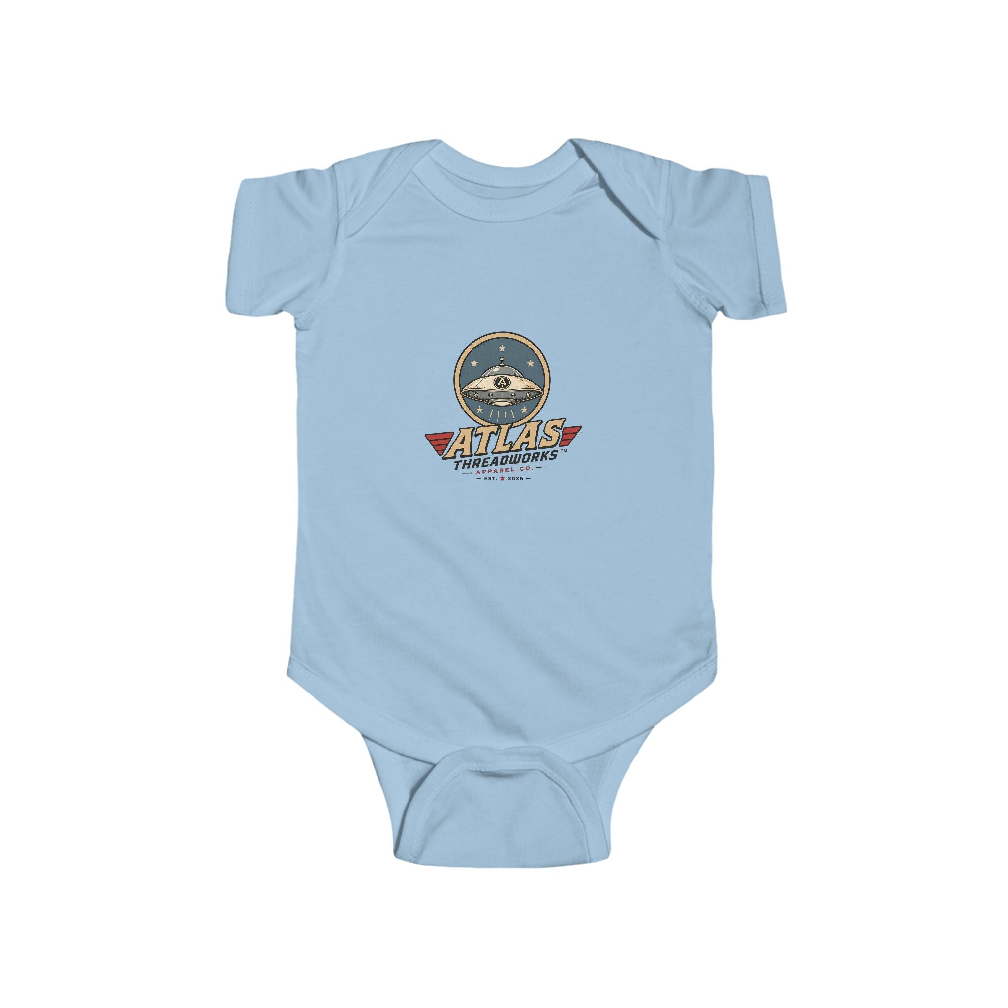 Aviator Baby Bodysuit — 'Atlas Air Adventures' Vintage Pilot Logo Infant Onesie
