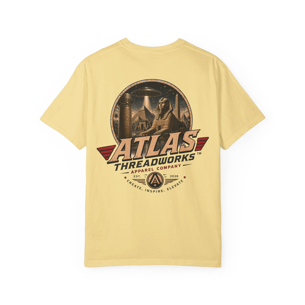 Atlas Threadworks Vintage Logo T‑Shirt Ancient Egypt UFO