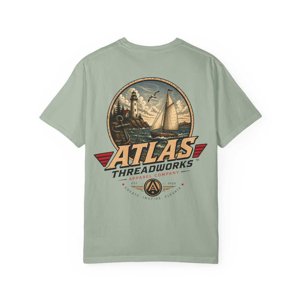 Nautical Anchor T-Shirt — "Atlas Threadworks" Vintage Sailboat Graphic