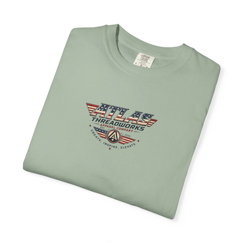 Atlas Threadworks Graphic T-Shirt — Vintage American Flag Atlas Design