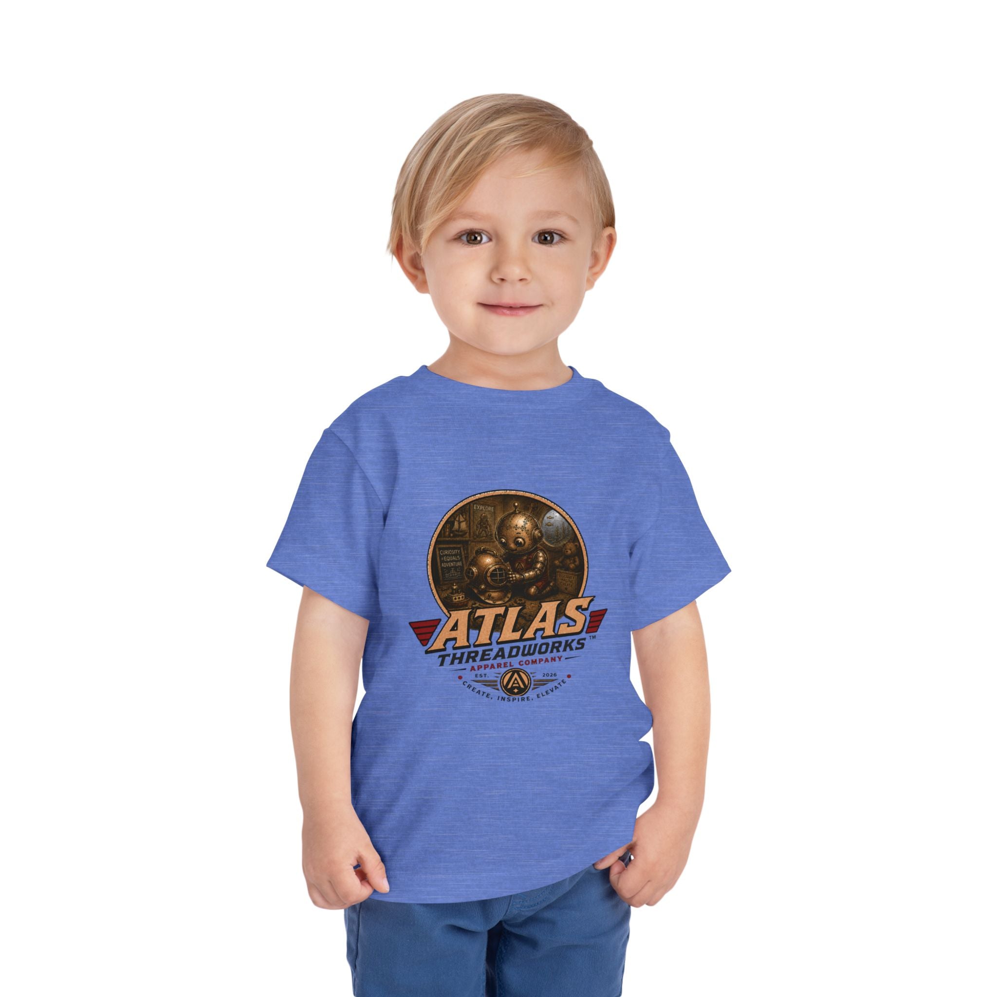 Atlas Threadworks Toddler Tee — Retro Vintage Diving Mechanic Logo